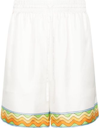Casablanca Afro Cubism Tennis Club silk shorts - unisex - Polyester/Silk - 3XL - White