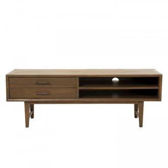 Macabane Mueble tv de 2 cajones y 2 estantes madera de mindi marr&oacute;n