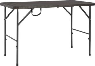 vidaXL Mesa De Jard&iacute;n Plegable Hdpe Marr&oacute;n Aspecto Rat&aacute;n 120x60x74 Cm Vidaxl