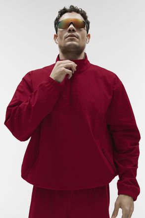 Alo | Light Weight Takeaway Track Pullover Top in Garnet, Size: Medium