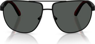 Ferrari 64mm Pillow Sunglasses in Matte Black /Dark Grey at Nordstrom