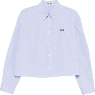 Miu Miu Camicia a righe con ricamo - Blu
