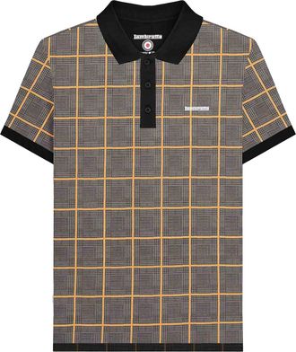 Lambretta Heren Prins van Wales geruit poloshirt (Staalgrijs)