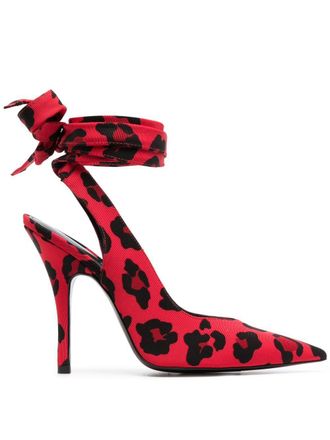 The Attico leopard-print pointed-toe pumps - women - Fabric/Calf Leather/Fabric/Calf Leather - 36 - Red