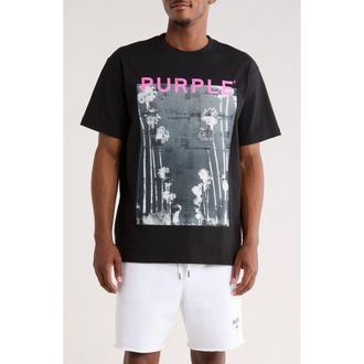 Purple Palms Cotton Graphic T-Shirt in Black at Nordstrom, Size Xx-Large