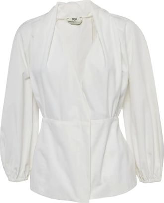 Fendi Gesmockte blouse - Wit
