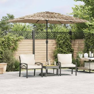 Berkfield Home Garden Parasol with Steel Pole Brown 300x200x250 cm | Size: 300 x 200 x 250 cm