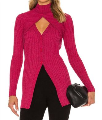 Ronny Kobo Garner Knit Top In Fuchsia Multi