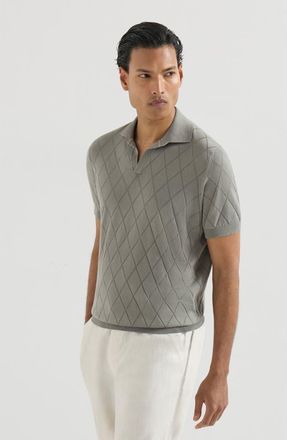Brunello Cucinelli Lightweight knit Polo in Khaki at Nordstrom, Size 46 It