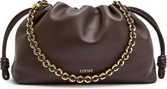 Loewe Flamenco Medium Leather Clutch - Dark Brown - One Size