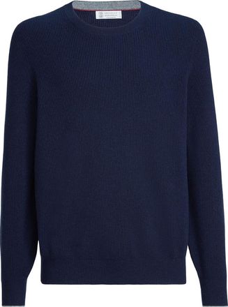Brunello Cucinelli Cashmere English rib sweater in Navy Blue at Nordstrom, Size 54 It