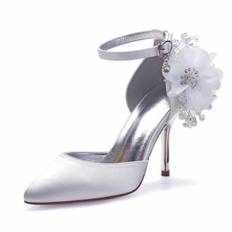 Miyoopark Womens High Heel Wedding Shoes Beaded Elegant Formal Party Pumps M529 White UK 8.5