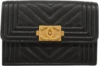 Chanel Pre-owned Wallets, female, Black, Size: ONE SIZE Pre-owned Leather Wallet