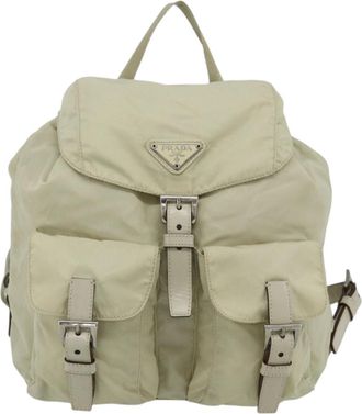 Prada Sac &Agrave; Dos Re-Nylon Nylon Beige Nylon Backpack Bag (Pre-Owned)