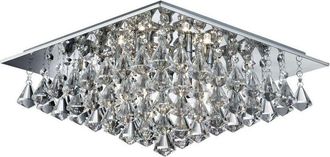 Searchlight Searchlight Hanna - 6 Light Square Ceiling Semi Flush Light Chrome with Pyramid Crystals, G9
