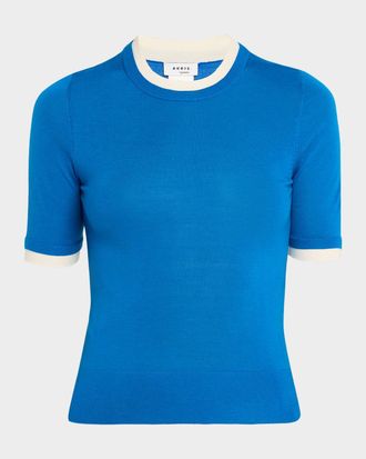 Akris Layered Short-Sleeve Knit Sweater