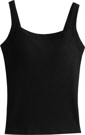 Generic Womens Casual Blouse Tunic Vest Tops Basic Shirts Womens Solid Color With Chest Pad Bra One Tank Top Top Crop (Black, M)