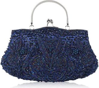 YYW Elegant Womens Beaded Evening Clutch Bags for Weddings and Parties - Embroidered Handbags and Retro Mini Wallets