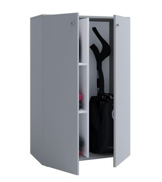 ebuy24 Vcm Wood Broom Cabinet 4 Compartimentos Gabinete Para El Hogar Dimensiones: An. 70 X Al. 111 X T. 38 Cm 2 Puertas Rotativas - Lona L (gris)