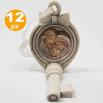 Trade Shop Trade Shop - Set Bomboniere Chiave Fiocco Gancio Nativit&agrave; Giuseppe Madonna Bambino Ceramica