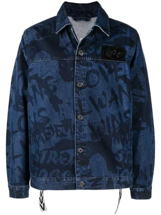 Ports V graffiti-print denim jacket - unisex - Cotton - S - Blue