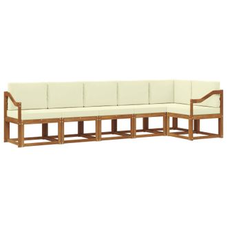 vidaXL Conjunto De Sof&aacute;s De Exterior Con Coj&iacute;n 6 Pcs Natural Y Crema Vidaxl