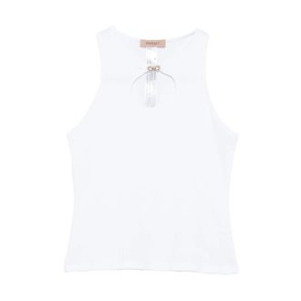 Twinset Sleeveless Tops, female, White, Size: XS Sleeveless Cut-out Top