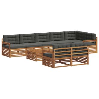 vidaXL Conjunto De Sof&aacute;s De Exterior 9 Pcs Natural Y Antracita Vidaxl