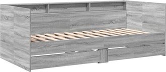 vidaXL Sof&aacute; Cama Con Cajones Sin Colch&oacute;n Gris Sonoma 90x200 Cm Vidaxl