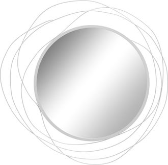 HOMCOM Metal Wall Art 65cm Round Mirror For Living Room Dining Room Silver | TJ Hughes