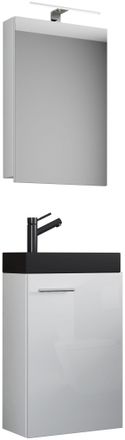 ebuy24 Vcm Juego De 3 Piezas Lavadero Para Invitados Wc Ba&ntilde;o De Invitados Wc Lavabo Con Gabinete De Espejo Muebles De Ba&ntilde;o Juego De Ba&ntilde;o - Slito Sc-bl (blanc