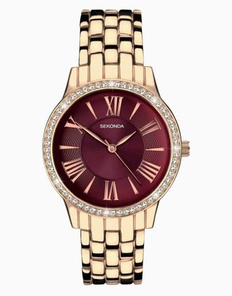 Sekonda Charlotte - Orologio a lancette da 33 mm rotondo da donna tonalit&agrave; oro rosa con cinturino tonalit&agrave; oro rosa