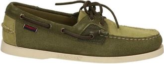 Sebago Military Green Leather Moccasin JIB Shadow - Heren - Bootschoenen - Groen - 39 1/2 EU - Leer - Schoenen