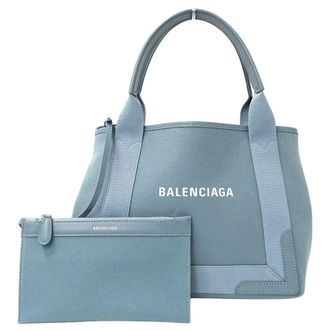 Balenciaga Light Blue Canvas Handbag Tote Bag (Pre-Owned)