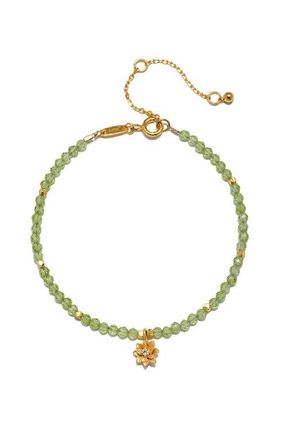 Satya Jewelry Peridot Lotus August Birthstone Bracelet in Green at Nordstrom