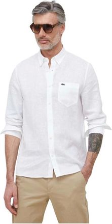 Lacoste Camicia in Lino Regular Fit - - Shirts - Uomo - Bianco - M