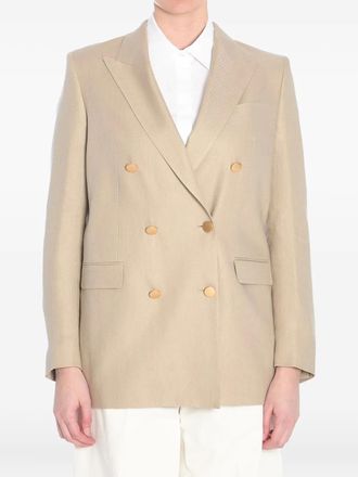 Tagliatore double-breasted jacket - women - Linen/Flax/Cupro - 44 - Neutrals