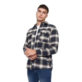 Duck and Cover Mens Francore Checked Overshirt (Navy) Cotton - Size X-Large