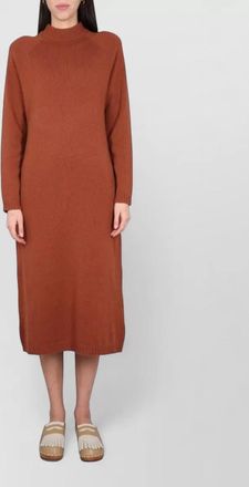 Alysi wool high-neck long-sleeve midi dress