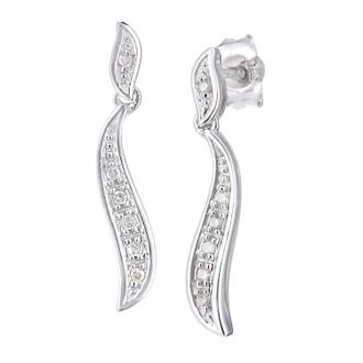 Diamant L'éternel Womens 9ct White Gold Diamond Earrings Swirl Design - One Size