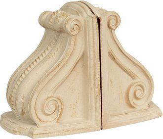 Biscottini International Biscottini - Un Par De Sujetalibros De Madera Antigua Con Acabado Blanco, Hechos En Italia