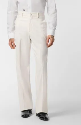 Philipp Plein Wool Wide Leg Trousers Men in White at Nordstrom, Size 48