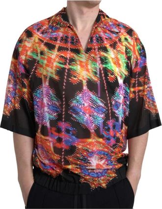 Dolce & Gabbana Polo T-shirt met kraag - Heren - Korte mouwen Overhemden - Veelkleurig - M - Katoen - Overhemden