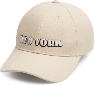 Rag & Bone Harlow Embroidered Cotton Twill Baseball Cap in Vintage Cream at Nordstrom