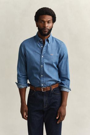 GANT Men Slim Fit Indigo Shirt (XXXL) SEMI LIGHT BLUE