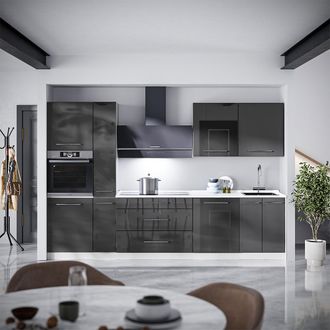 Vicco Mueble De Cocina Fame-line, Antracita Alto Brillo/blanco, 310 Cm, Et Antracita, Vicco