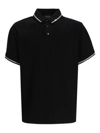 Emporio Armani tipped-collar cotton polo shirt - Black