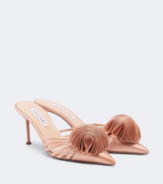 Aquazzura Wild Bloom floral-appliqu&eacute; satin mules