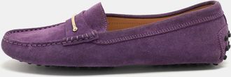 Tod's Tods Purple Suede Embellished Loafers