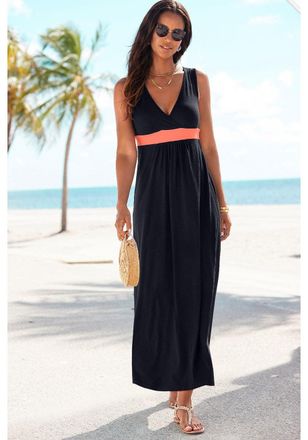 Lascana Womens Sleeveless V-Neck Maxi Dress